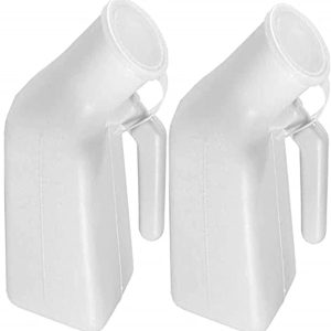 YUMSUM Thick Firm Male Urinal Urine Bottle with Lid 32oz./1000mL (White)pack of 2,