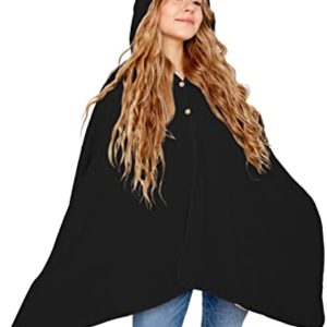 EMF Protection Poncho, RF Shielding Wrap, Anti-Radiation Large Wearable Blanket, with Buttons and Removable Hood. High Efficiency Silver Fabric Blocks EMF, RF, WiFi, Bluetooth. 72\"x28\". Black.