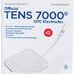 TENS 7000 Official TENS Unit Replacement Pads, 16 Count - Premium Quality OTC TENS Unit Pads, 2\" X 2\" - Compatible with Most TENS Machines, Replacement Electrodes Value Pack