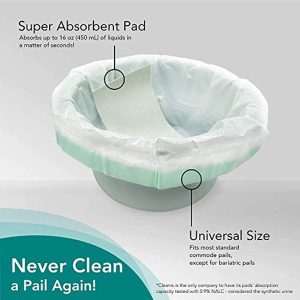 Carebag Commode Liners with Super Absorbent Pad, 20 Count – Medical Grade – Fits Any Standard Bedside Commode Bucket – 20 Disposable Commode Liners for an Adult Commode Chair