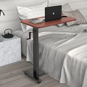 Hospital Bed Table,Balee Overbed Table with Crank Adjustable Height Laptop Table Heavy-Duty Desk Multi-Purpose for Home and Hospital Use (BR Table)