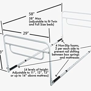 RMS Dual Bed Rail - Adjustable Height Bed Assist Rail, Bed Side Hand Rail - Fits Full & Twin Beds (Dual Hand Rail)