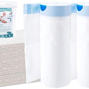 Commode Liners with Absorbent Pad,Commode Bags, Disposable Commode Chair Liners, Commode Pail Liners for Bedside Commode Pail Toilet Universal Fit(48 Pack)