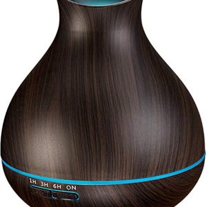 Aromatherapy Essential Oil Diffuser Humidifier 550ml 12 Hours High Mist Output for Large Room, Home, Waterless Auto-Off, 7 Color LED Lights Wood Grain Cool Mist Humidifier Ultrasonic Diffusers