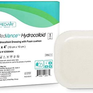 MedVance TM Hydrocolloid – Bordered Hydrocolloid Adhesive Dressing with Foam Cushion 4\"X 4\" Box of 5 dressings