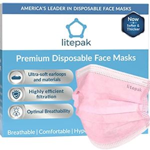 125-Pack Litepak Disposable Face Mask Premium Comfort Earloops with Dispenser Box