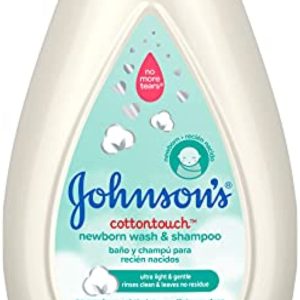 Johnson\'s Baby CottonTouch Newborn Body Wash & Shampoo, Gentle & Tear-Free, Made with Real Cotton, Gently Washes Away Dirt & Germs, Sulfate- & Paraben-Free for Sensitive Skin, 13.6 Fl Oz