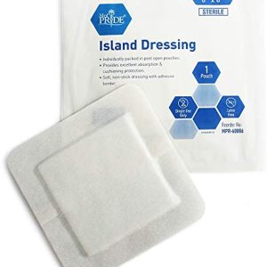 Med PRIDE 6 inch x 6 inch Bordered Gauze-Island Dressing| 25 Pack-Individually Packed Pouches| Wound Dressing with Adhesive, Breathable Borders| Sterile & Highly Absorbent| Latex-Free