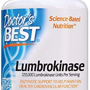 Doctor\'s Best Lumbrokinase Cardiovascular Support Circulatory Health Blood Flow Enzymes, 20 mg, 60 Count