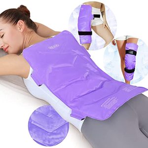 REVIX Ice Pack for Back Injuries Reusable Extra Large Gel Cold Pack for Full Back Pain Relief, Cold Compress Wrap for Swelling, Bruises and Surgery Recovery, Purple