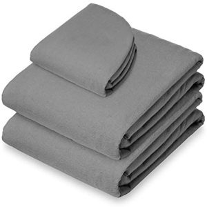 Saloniture 3-Piece Flannel Massage Table Sheet Set - Soft Cotton Facial Bed Cover - Includes Flat and Fitted Sheets with Face Cradle Cover - Gray