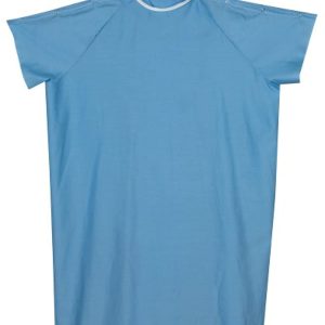 DMI Hospital Patient Gown for Women or Men, Back and Shoulder Snap, 36\" Long, Blue