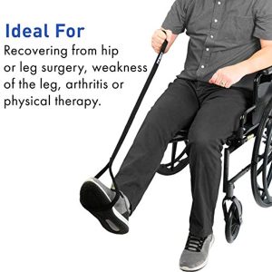 TKWC INC - Leg Lifter Strap - Rigid Foot Loop, Hand Grip, Ideal for Seniors Recovering, Adults, Elderly, Disability - Great for Cars, Wheelchairs, Beds, Chairs, Couch and More.