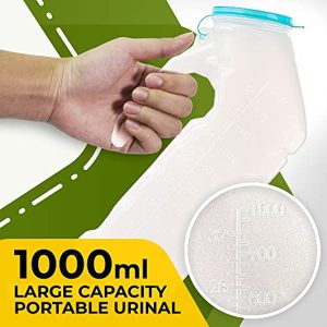 BodyHealt Portable Urinal for Men - Deluxe Male Urinal with Glow in The Dark Lid. Bed Pan 32oz/1000ml Urine Bottle. Spill Proof Thick Plastic Urine Cups. Pee Bottle for Elderly, Travel & Camping (2PC)