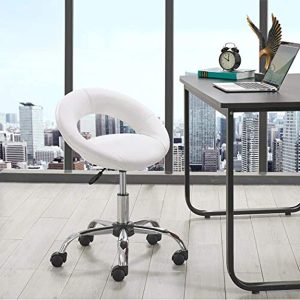 Duhome Adjustable Swivel Work Stool Task Chairs,White Massage Salon Home Office Facial Spa Medical Chair Stool Backrest Cushion & Wheels