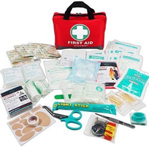 First Aid Kit -309 Pieces- Reflective Bag Design - Including Eyewash, Bandages, Moleskin Pad and Emergency Blanket for Travel, Home, Office, Car, Camping, Workplace