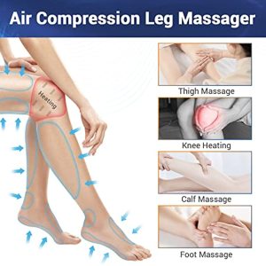 Leg Massager for Circulation with Heat, Cohotek Leg Massager with Air Compression for Calf Thigh Foot Massage, 4 Modes 4 Intensities Pain Relief Sequential Boots Device with Handheld Controller