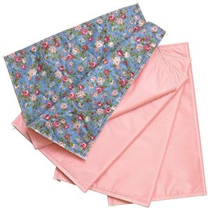 4 PK - Washable Bed Pad Floral Print with Pink Vinyl/Chair Pads Incontinence Underpad - 17 X 24 - Mattress Protector