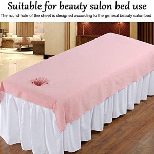 Beauty Massage Bed Sheets, Salon Massage SPA Couch Soft Cotton Bed Cover Protector with Face Breath Hole (Pink)