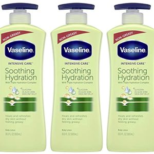 Vaseline Intensive Care hand and body lotion For Dehydrated Skin Soothing Hydration Dry Skin Lotion With 100{b5e4a76836882f5bdf163a16f3235101d71bbe28d223517b8477af2b0be6457c} Pure Aloe Extract 20.3 oz 3 count