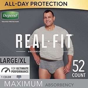 Depend Real Fit Incontinence Underwear for Men, Maximum Absorbency, Disposable, Large/Extra-Large, Grey, 52 Count (Packaging May Vary)
