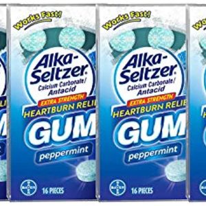 Alka-Seltzer Extra Strength Cool Action Heartburn Relief Gum Packs Pieces Each, Peppermint, 64 Count