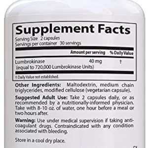 Doctor\'s Best Lumbrokinase Cardiovascular Support Circulatory Health Blood Flow Enzymes, 20 mg, 60 Count