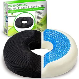 Donut Pillow Gel Seat Cushion by AnboCare - Orthopedic Donut Cushion, Premium Memory Foam Seat Pad, Hemorrhoid Pillow Cushion Provides Relief for Postpartum, Prostate, Coccyx & Sciatica Pain