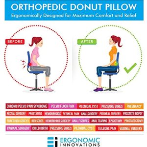 Ergonomic Innovations Very Firm Donut Pillow - Suitable for Men and Women Weighing 200 to 260 lbs (Black)