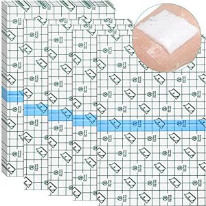 36 Sheets Adhesive Waterproof Bandage Cover Transparent Stretch Bandage Film Dressing Clear Shower Protector Film Large Disposable Stretch Bandage Shield Cover (6 x 10 Inches)