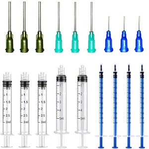 9 Pack Syringe 1 with Blunt Needle Tip - 5ml, 3ml,1ml Syringes with 14ga, 18ga, 22ga Blunt Needles - Ideal for Measuring Liquids, Oil Dispensing and Glue Applicator