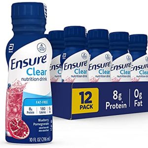 Ensure Clear Nutrition Drink, 0g fat, 8g of protein, Blueberry Pomegranate, 10 fl oz, 12 Count