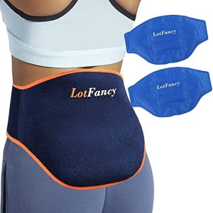 LotFancy Gel Ice Pack for Back Injuries, 2pcs Hot Cold Packs with Wrap for Lower Back Belly Waist Hip Lumbar Abdomen Leg Pain Relief, Reusable Cooling Heating Therapy Compress for Arthritis