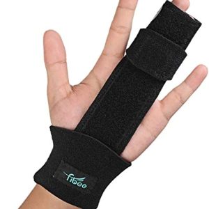 2 Finger Splint Trigger Finger Splint, Adjustable Two Finger Splint Full Hand and Wrist Brace Support, Metal Straightening Immobilizer Treatment for Sprains, Mallet Injury, Arthritis(S/M)