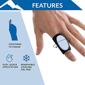 Polar Ice® Finger Sleeve, Universal Size – Patented Design Prevents Finger Joint Stiffness – Built-in Cooling Gel Pad – Designed to Support Sprains, Strains, & Sports Injuries