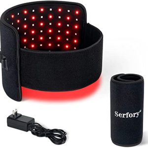 Serfory Red Infrared Light Therapy Belt for Pain Relief, Combo 660nm and 880nm, Flexible Wearable Wrap Pad with Timer for Waist Back Shoulder