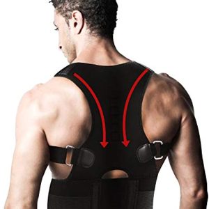 Magnetic Back Support for Posture Corrector with 10 Magnets and Adjustable Straps and Breathable Mesh Panels (Black, XXL)