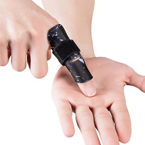 Kuangmi Finger Sleeve Support Protector Finger Splint Brace Pain Relief for Basketball Volleyball Baseball （L/XL, Black