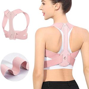 Updated Posture Corrector for Men and Women,Adjustable Upper Back Brace for Clavicle Support and Providing Pain Relief from Neck Shoulder Upright Straightener Comfortable (Pink) (M 31-36 Inch)