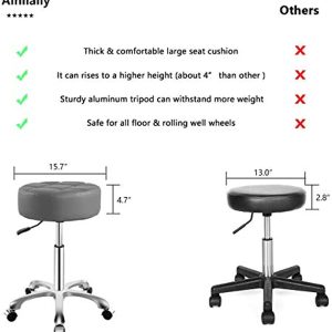Rolling Adjustable Stool with Wheels for Work Medical Tattoo Salon Office,Swivel Desk Esthetician Hydraulic Stool Chair (Grey)