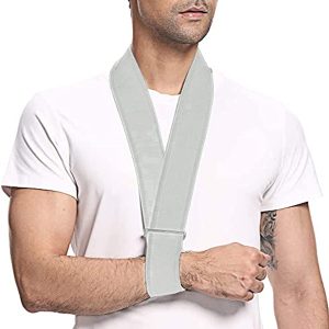 supregear Arm Sling, Lightweight Adjustable Neck Support Collar Immobilizer Simple Arm Sling Breathable Shoulder Support for Men Women (Grey)