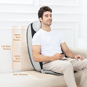 Snailax Shiatsu Massage Cushion with Heat Massage Chair Pad Kneading Back Massager for Home Office Seat use (White)