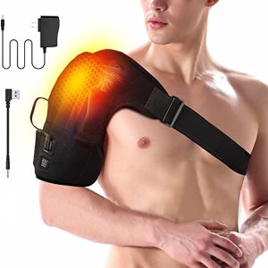 Heated Shoulder Brace Wrap Shoulder Heating Pad for Shoulder Support for Men Women for Shoulder Pain Relief,Torn Rotato Cuff,Compression Sleeve,AC Joint with 3 Heating settings(No Battery)
