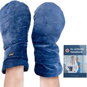 Doctor Developed Heat Therapy Arthritis Gloves / Heated Arthritis Mittens / Hand warmers, Microwavable & Doctor Written Handbook (Lavender Scented & Universally sized. 1 pair) (Blue)