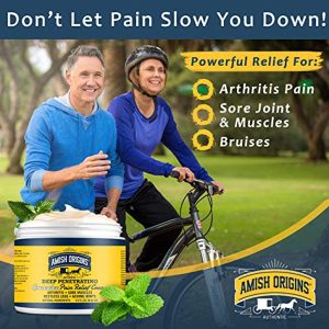 Arthritis Pain Relief Cream, Amish Origins Maximum Strength Deep Penetrating Relieving for Aches, Neuropathy, Joint, Muscle, Back, Knee, Feet, Hand, Ankle, Restless Legs, Shoulder
