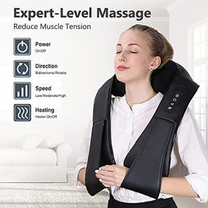 Neck Massager with Heat, Shiatsu Massager for Neck, Back, Shoulder, Foot and Leg, Deep Tissue 3D Kneading Massager for Relax Muscles at Home and Offic, Comfort Gifts for Women and Men