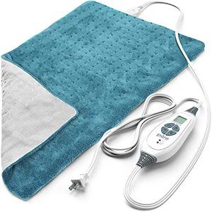 Pure Enrichment® PureRelief™ XL Heating Pad for Back, Neck, and Shoulder Pain Relief - 6 InstaHeat™ Settings with LCD Controller, Auto Shut-Off, Machine-Washable,12\" x 24\" (Blue)