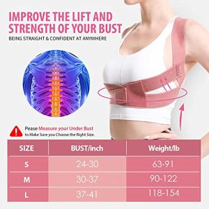 Posture Corrector for Women,Adjustable Back Brace,Improves Posture and Pain Relief,Support Straightener for Spine Back Neck Shoulder M