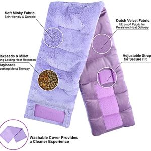 SuzziPad Microwavable Heating Pad for Neck Pain with Bonus Heated Eye Mask, Hands-Free Neck Warmer for Stress Pain Relief, Moist Heated Neck Wrap Bean Bag Hot Pack, Cold and Warm Compress