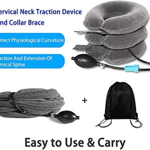 Cervical Neck Traction Device by XOWO, Inflatable Neck Stretcher for Instant Neck Pain Relief Adjustable Neck Support Brace, Neck Traction Pillow for Home Relief